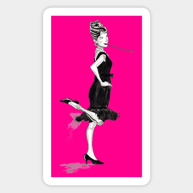 Audrey Hepburn Retro Girl Sticker by beaugeste2280@yahoo.com